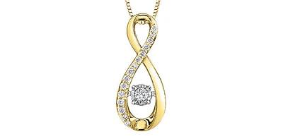10K Yellow Gold 0.10cttw Diamond Pulse Pendant, 18"
