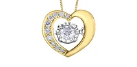 10K Yellow Gold 0.15cttw Diamond Heart Pulse Pendant, 18"