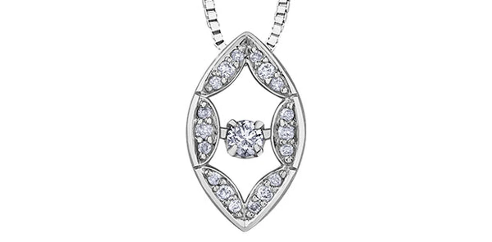 10K White Gold 0.10cttw Diamond Pulse Pendant, 18"