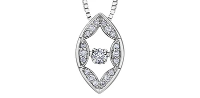 10K White Gold 0.10cttw Diamond Pulse Pendant, 18"
