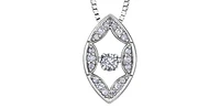 10K White Gold 0.10cttw Diamond Pulse Pendant, 18"