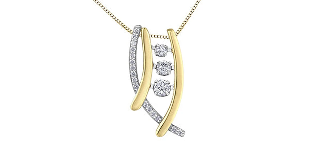 10K Yellow and White Gold 0.33cttw Diamond Pulse Necklace, 18"