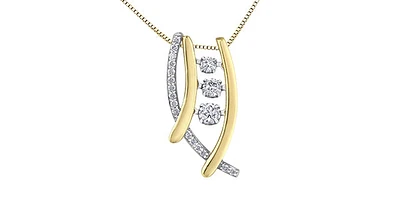 10K Yellow and White Gold 0.33cttw Diamond Pulse Necklace, 18"