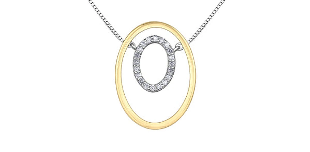 10K Yellow Gold 0.12cttw Diamond Pendant, 18"