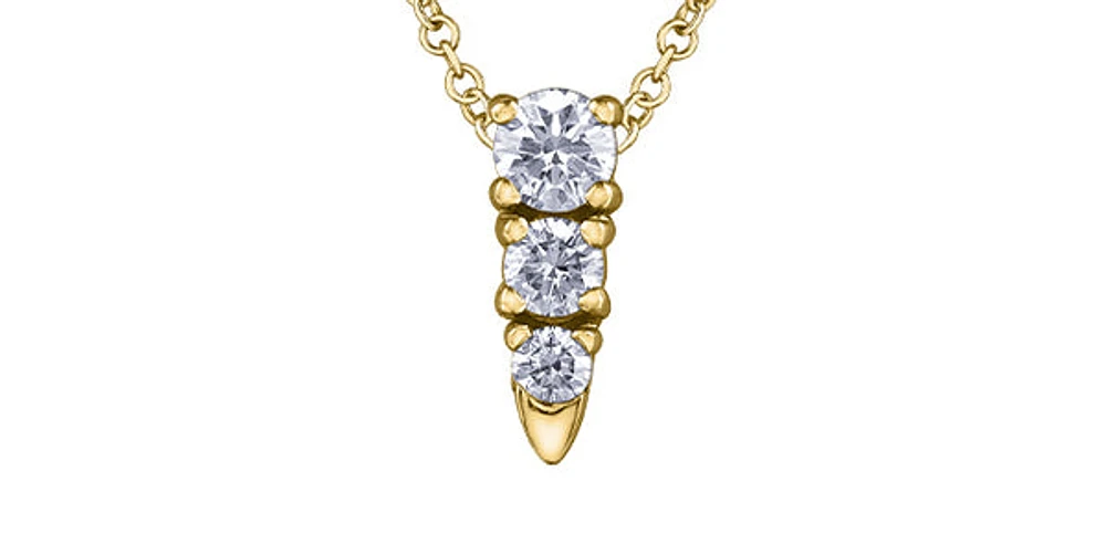 14K Gold 0.25cttw Canadian Diamond Pendant, 18"
