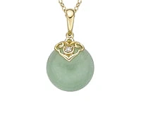 10K Gold Jadeite And Diamond Pendant
