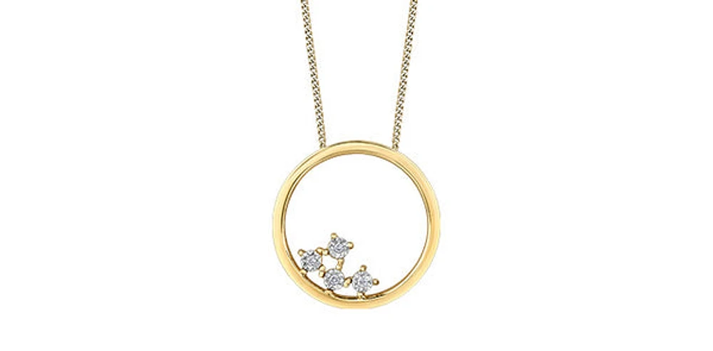 10K Yellow Gold 0.02cttw Diamond Circle Necklace - 18 Inches