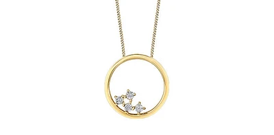 10K Yellow Gold 0.02cttw Diamond Circle Necklace - 18 Inches
