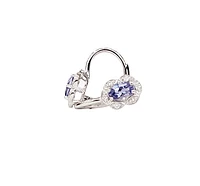 10K White Gold Tanzanite and Diamond Earrings with Lever Backs
