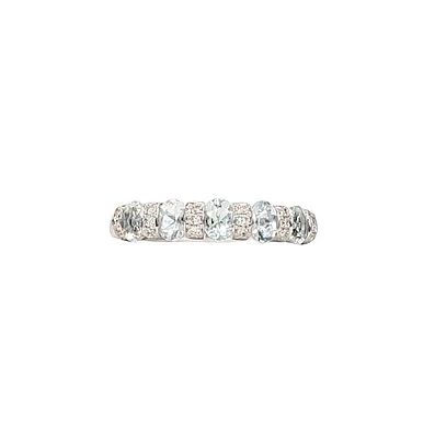 10K White Gold 0.75cttw Aquamarine and 0.10cttw Diamond Ring, size 7