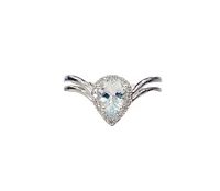 10K White Gold 0.60cttw Aquamarine and 0.10cttw Diamond Ring, size 7