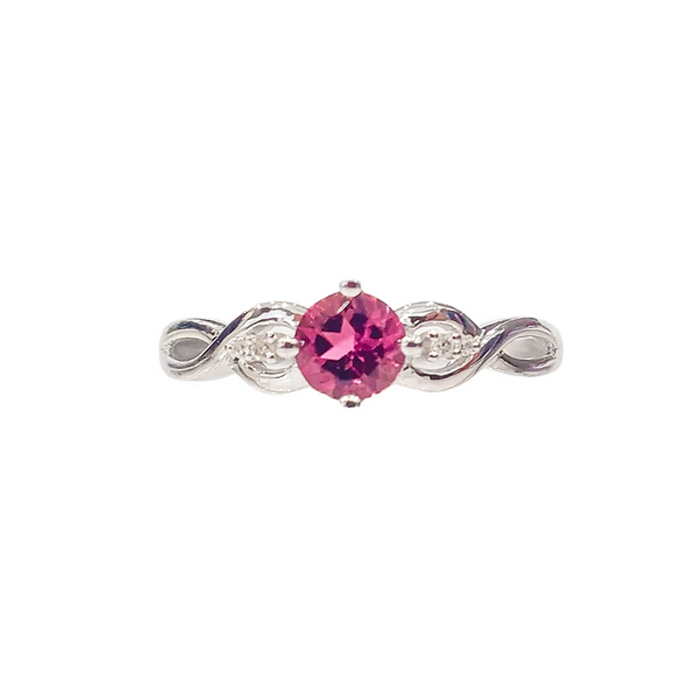 10K White Gold 0.45cttw Pink Tourmaline and 0.02cttw Diamond Ring, Size 7