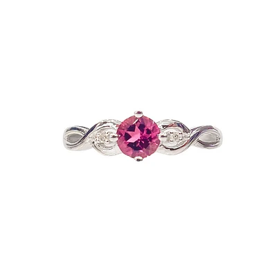 10K White Gold 0.45cttw Pink Tourmaline and 0.02cttw Diamond Ring, Size 7
