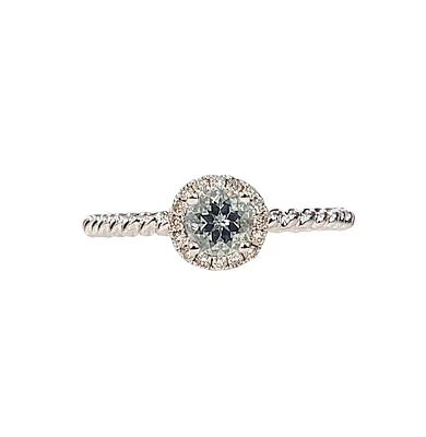 10K White Gold 0.30cttw Aquamarine and 0.08cttw Diamond Ring, size 7