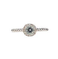 10K White Gold 0.30cttw Aquamarine and 0.08cttw Diamond Ring, size 7