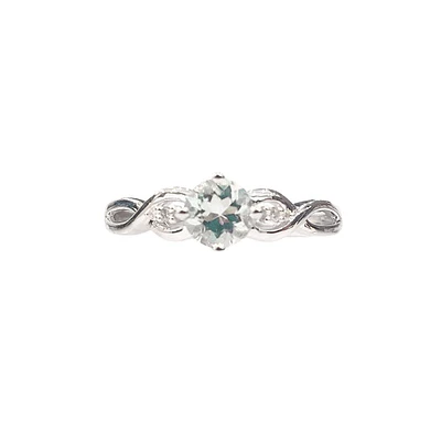 10K White Gold 0.50cttw Aquamarine and 0.02cttw Diamond Ring, size 7 - 4.5