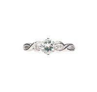 10K White Gold 0.50cttw Aquamarine and 0.02cttw Diamond Ring, size 7 - 4.5