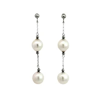 14K White Gold 7.5-8.0mm Cultured Pearl Dangle Earring