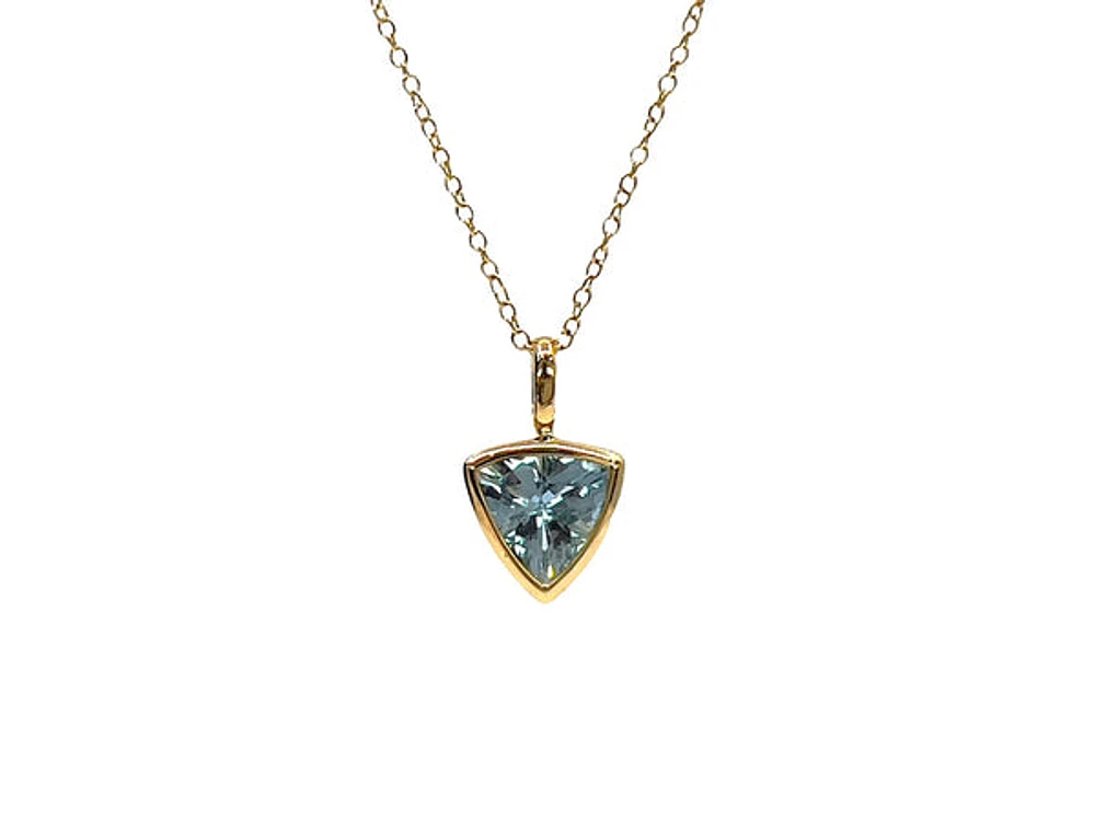 10/14K Yellow Gold 0.56cttw Aquamarine Pendant, 18"