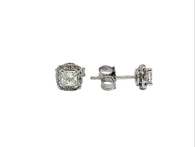 14K White Gold 0.22cttw Canadian Diamond Princess Cut Earring