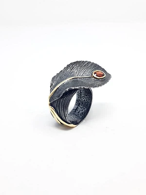 Silver and Garnet Ring