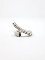 Silver Sapphire and CZ Ring