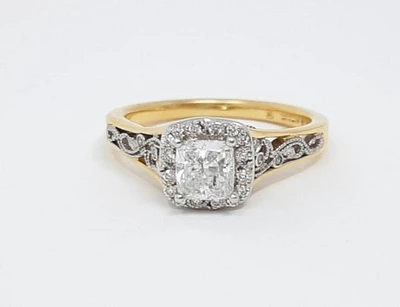 18K White & Rose Gold 0.70cttw Cushion Cut Canadian Diamond Engagement Ring, size 6.5