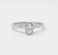 14K White Gold 0.30cttw Oval Cut Diamond Halo Engagement Ring, size 6.5