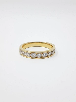 14K Yellow Gold 1.00cttw Round Cut Diamond Channel Set Wedding Anniversary Band, size 6.5