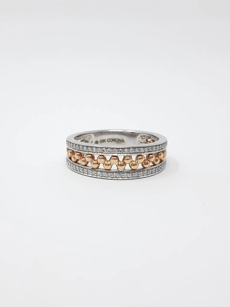 10K White & Rose Gold 0.18cttw Diamond Ring, size 6.5
