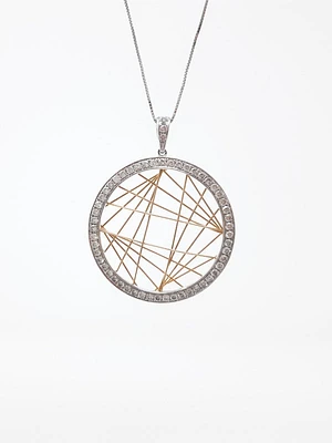 14K Two Tone White and Rose Gold 0.91cttw Diamond Pendant - 19 Inches