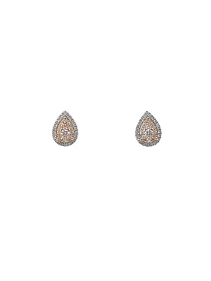 14K White & Rose Gold Two-Tone 0.28cttw Diamond Earrings