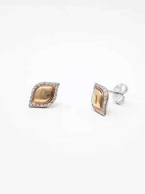 10K White & Rose Gold 0.13cttw Diamond Stud Earrings