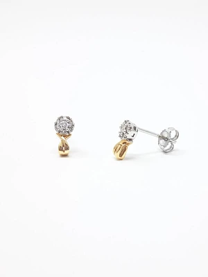 10K White &mYellow Gold 0.10cttw Diamond Studs