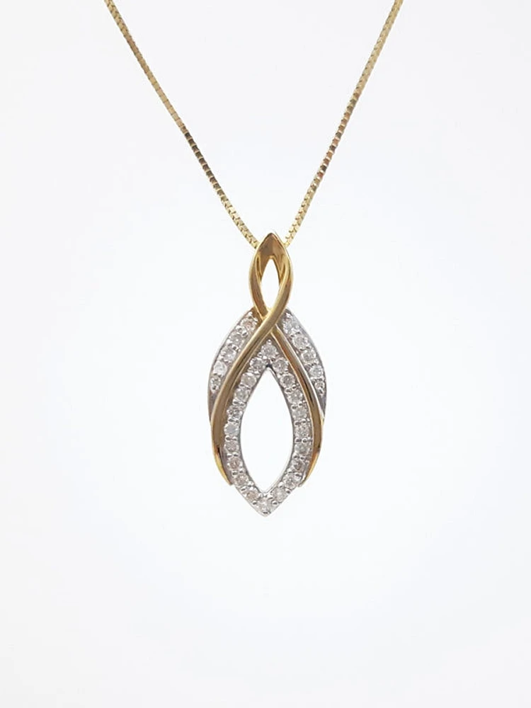 10K Yellow Gold 0.22 Diamond Pendant, 18"