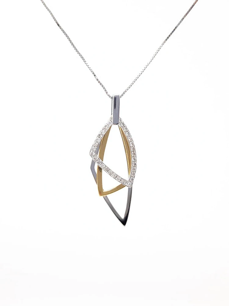 14K 2 Tone Gold 0.22cttw Diamond Pendant, 18"