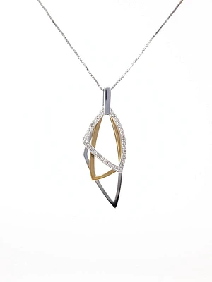 14K 2 Tone Gold 0.22cttw Diamond Pendant, 18"