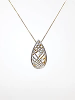 10K White & Yellow Gold 0.06cttw Diamond Pendant, 18"
