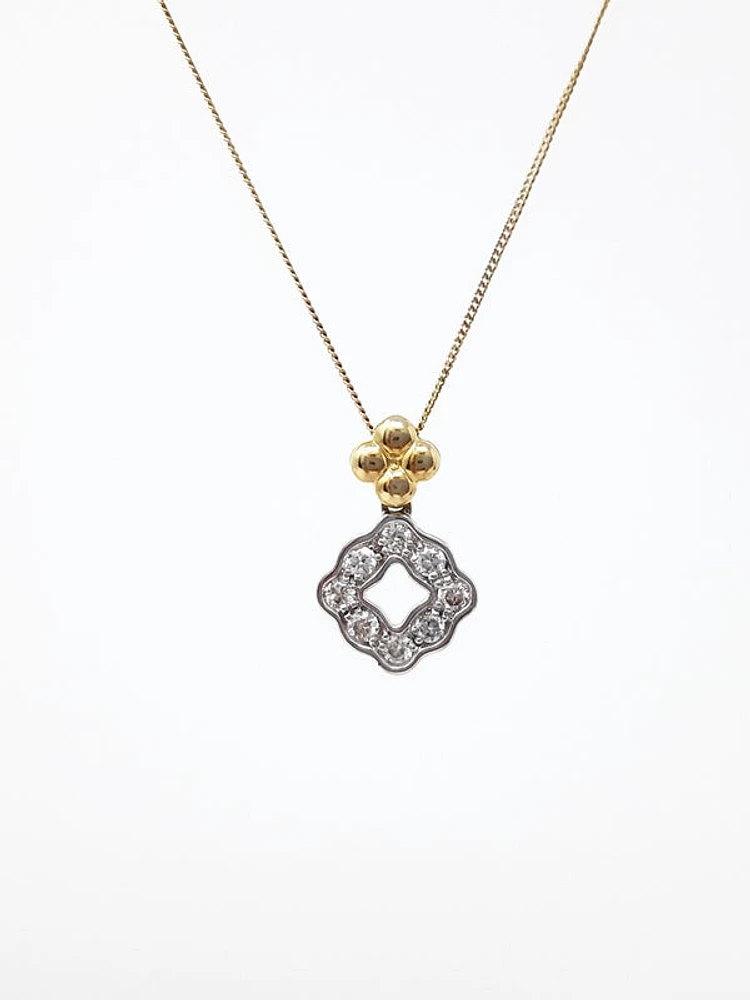 10K White & Yellow Gold 0.25cttw Diamond Pendant, 18"