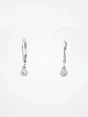 10K White Gold 0.13cttw Diamond Lever Back Earrings