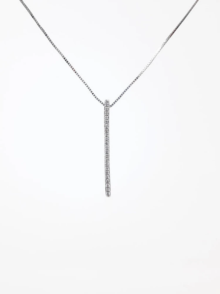 10K White Gold 0.10cttw Diamond Line Necklace, 18"