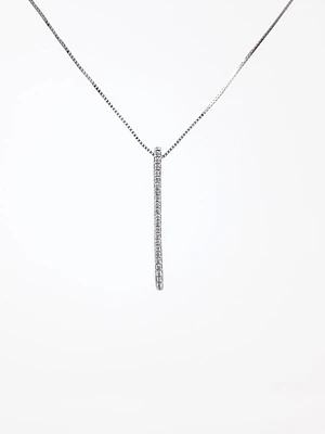 10K White Gold 0.10cttw Diamond Line Necklace, 18"