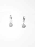 10K White Gold 0.30cttw Diamond Hoop Huggie Hinged Dangle Earrings