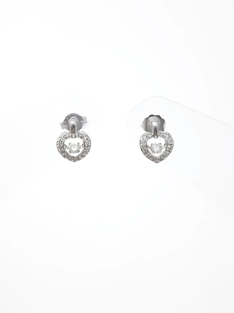 10K White Gold 0.35cttw Round Brilliant Cut Diamond Pulse Dangle Stud Earrings