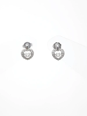 10K White Gold 0.35cttw Round Brilliant Cut Diamond Pulse Dangle Stud Earrings