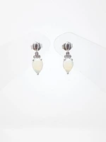 10K White Gold Opal and Diamond Earrings