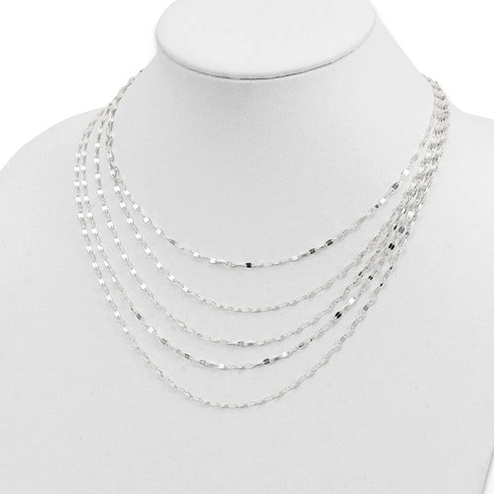 Sterling Silver 5 Strand Fancy Flat Link Necklace - 17"