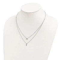 Sterling Silver Rhodium-plated CZ 2-Strand Necklace - 16"