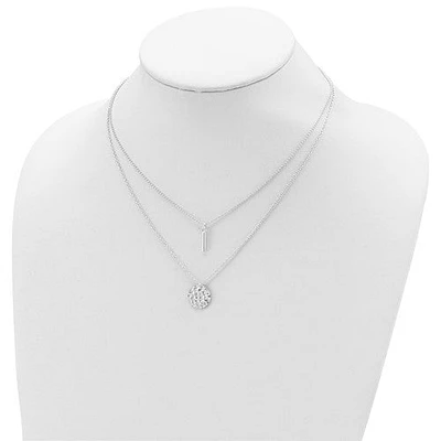 Sterling Silver 2-Strand Hammered Circle and Bar Necklace - 16"