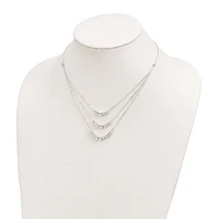 Sterling Silver Polished 3-Strand Beaded Necklace - 16"